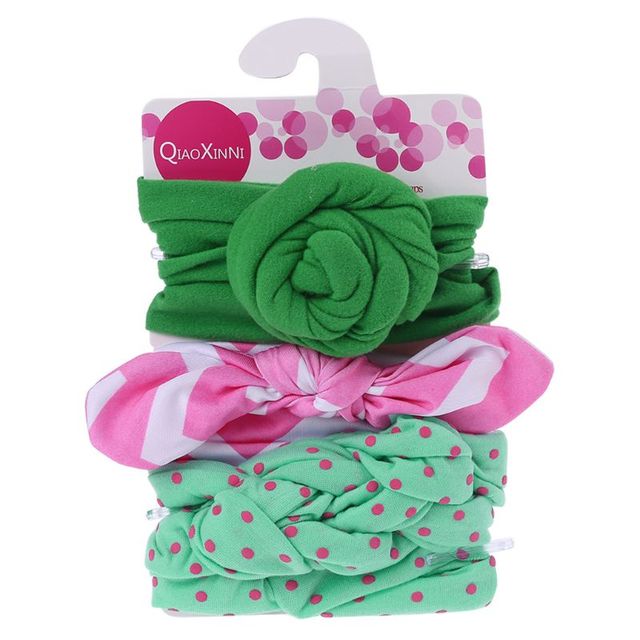 3pcs/set Baby Girls Lovely Bow Hairband Elastic Wide Headband Stretch Knot Headbands Turban Headdress Clothes Accessory