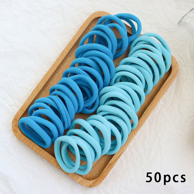 50pcs Set Colorful Girl Ornament Nylon Elastic Hair Bands Ponytail Hair Accessories Holder Rubber Bands Scrunchie Headband