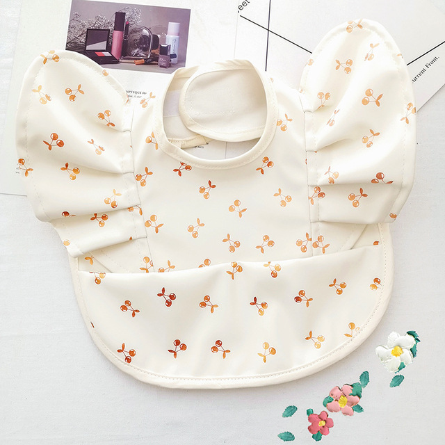 Waterproof Baby Food Eating Baby Bibs PU Cartoon Smock For Babies Feeding Clothes Sleeveless Bib With Pocket Newborn Baby Bib