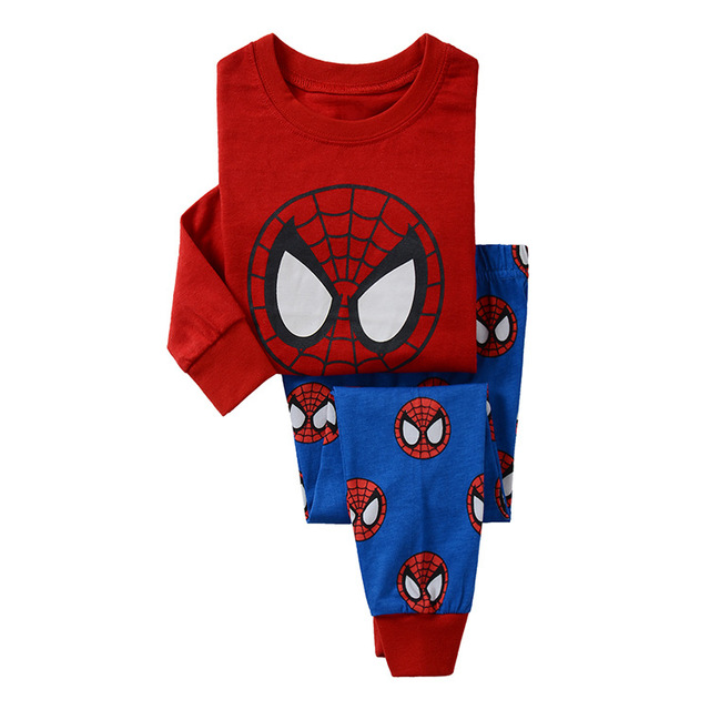 New Spring Autumn Children's Clothing Sets Boys Sleepwear Kids Clothes Spider Pajamas Set Baby Girls Cotton Cartoon Cars Pajamas