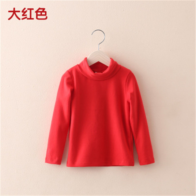 Boys T-shirt Long Sleeve Girls Shirts High Neck Baby Tee Solid Color Tops For Kids 3-8 Years