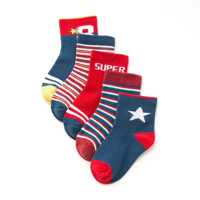 2022 5pairs/lot Children Cotton Boys Girls Socks Cute Cartoon Pattern Kids Socks for Baby Boy Girl Sport Pattern Suitable for 1-12Y