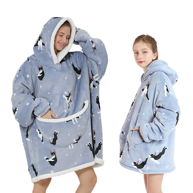 Winter Sherpa Blanket Plush Fleece Family Matching Hoodie Girl Sweatshirt Avocado Homewear Oversized,if you need 2pcs,pls order 2