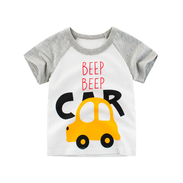 2-8 years old children's summer T-shirt, children's clothing, short-sleeved T-shirt, cartoon car T-shirt, children's cotton T-shirt