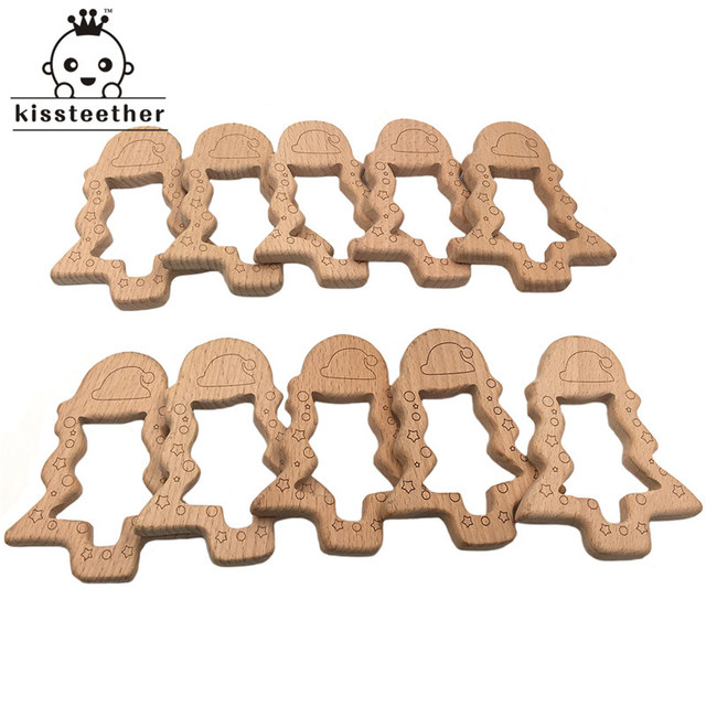 10pcs Safe Kara Teething Baby Cute Teether Antlers Design Wooden Ring Animal Shape Handmade Toy Wooden Teether - Giraffe Teether