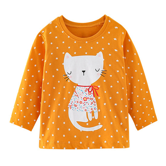 Little maven baby girls T-shirt long sleeve cotton soft autumn clothes lovely flower and fox for baby girls kids 2 to 7 years