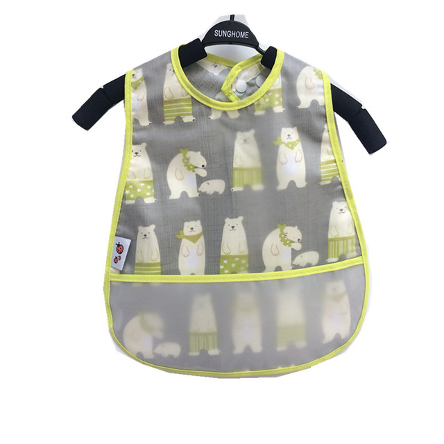 Baby Sleeves Waterproof Bib Cartoon Pattern Lunch Feeding Scarf Soft Cotton Baby Bibs EVA Layer Adjustable Saliva Cloth