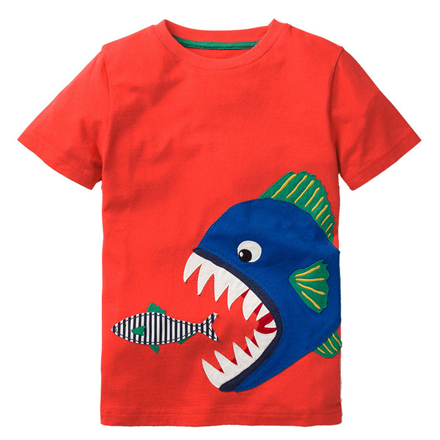 Little maven baby boys summer clothes lovely shark and whale cotton T-shirt baby boy boys kids 2-7 years