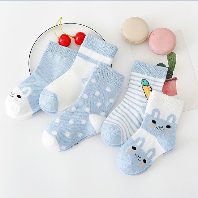 5pairs/lot 0 to 6 Years Kids Soft Cotton Socks Boy Girl Baby Cute Cartoon Warm Stripe Dots Fashion School Socks Autumn Spring