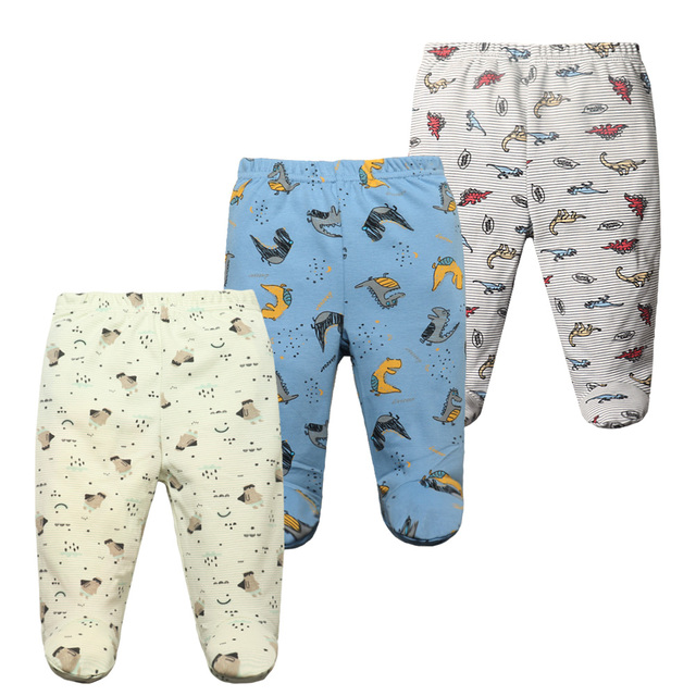 3/4/5pcs/lot Newborn Baby Pants Soft Cotton Cartoon Boys Pants Four Seasons Feet Baby Girls Pants Stripe Baby Trousers 0-12M