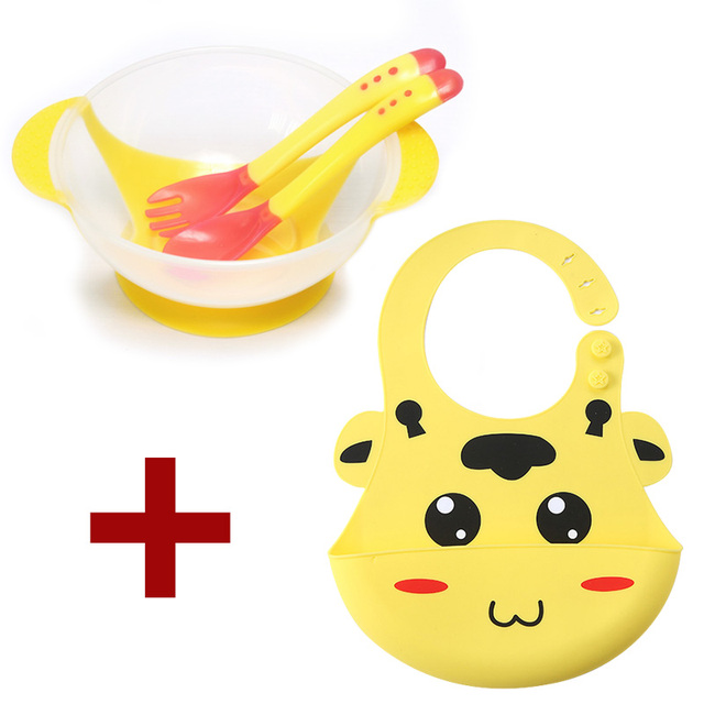 Baby Dish Set Training Bowl Spoon Cutlery Set Dinner Bowl Learning Dishes With Suction Cup Children Training Dinnerware