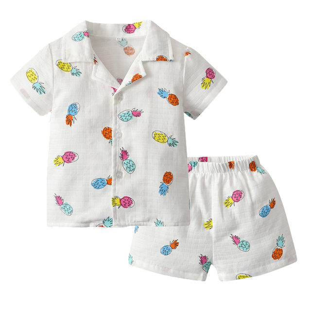 100 Cotton Children's Sleepwear Pajamas Kids Girls Clothes Toddler Girls Button Down Sleepwear Pajamas Suits Girl Sets