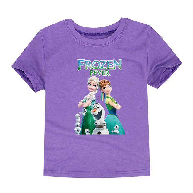 Disney Cartoon T-shirt for Boys Teens Children Summer Tops Girls Frozen Tees Anna and Elsa Cosplay T-shirt Olaf T-shirt