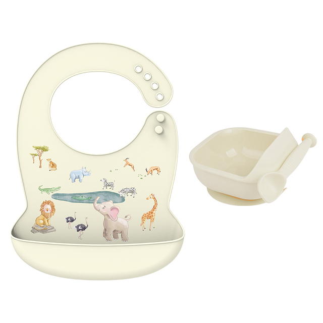 LOFCA 1 Set Baby Silicone Feeding Bowl Food Grade Liquid-Proof Suction Rotating Bowl Learning Dishes Tableware Children Plate