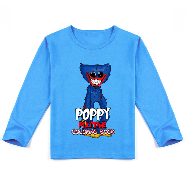 Casey Messi Houji Wai T-shirt Kids Costumes Scary Poppy Poppy Clothes for Boys Play Long Sleeve Clothes for Girls Casual T-shirts Harajuku