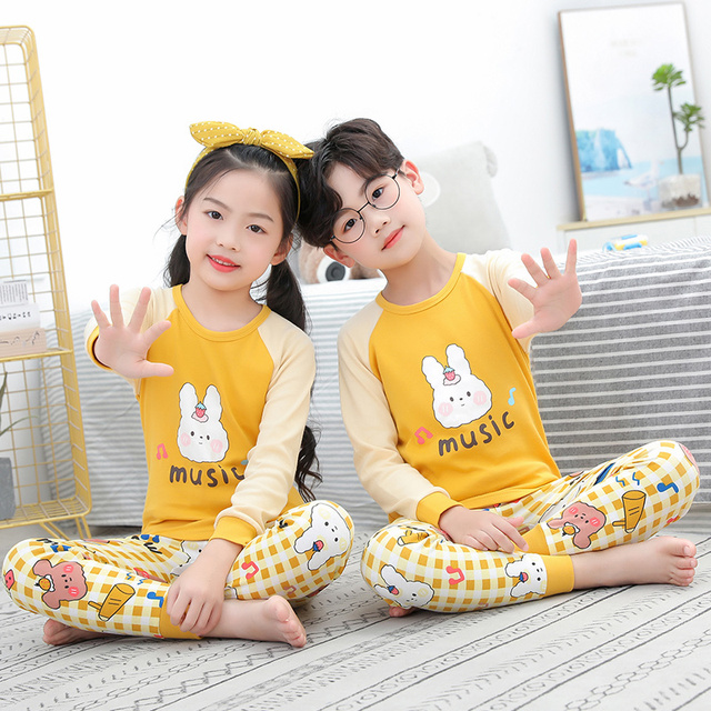 Easter Pajamas Kids Pajamas Girl Sleepwear Set Cotton Rabbit Top+Pants Pajama Outfit Long Sleeve 2pc Pink Children Night Clothes