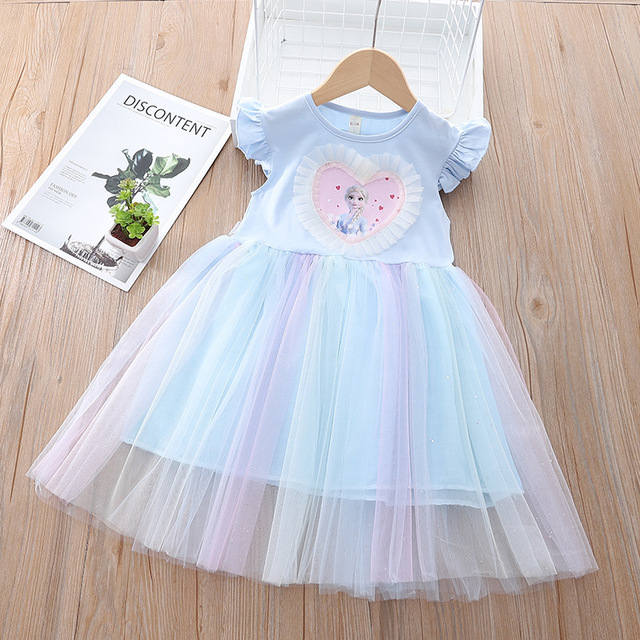 Summer Beautiful Kids Dresses For Girls Lace Princess Dress Frozen Elsa Party Costume Korean Kids Clothes Vestidos Toddler