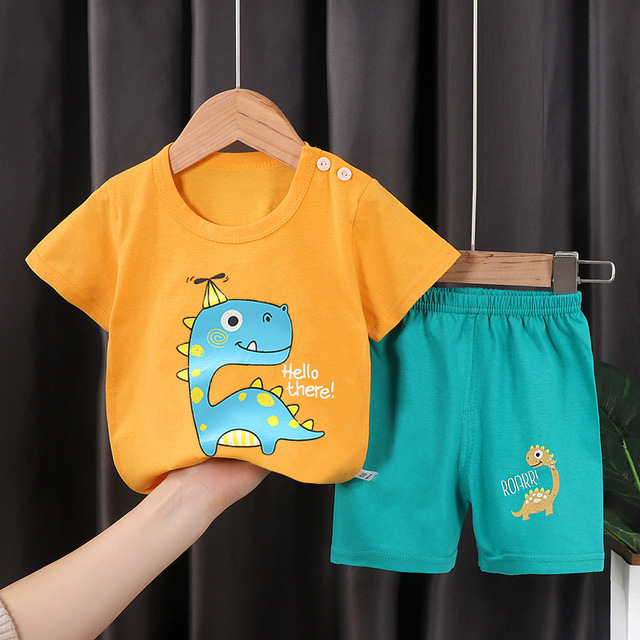 Seieroad Summer Children's Clothing Cartoon Unicorn Boys T-shirt + Pants Short Sleeve Children Clothing Set Teenage Tracksuit