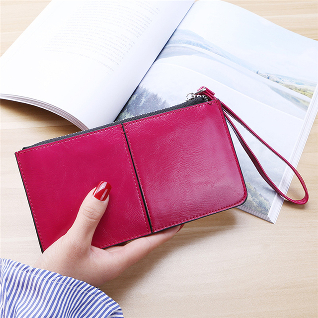 New Fashion Women Office Lady PU Leather Long Wallet Clutch Zipper Business Bag Wallet Card Holder Large Capacity Wallet