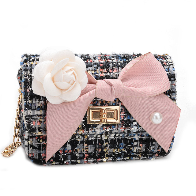 Korean Style Women Woolen Cross Body Handbags Cute Girls Princess Purses And Handbags Baby Pearl Clutch Purse