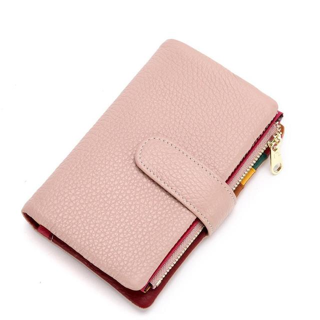 Fashion women's new small wallet multi-card zipper bag fashion buckle first layer cowhide coin purse female