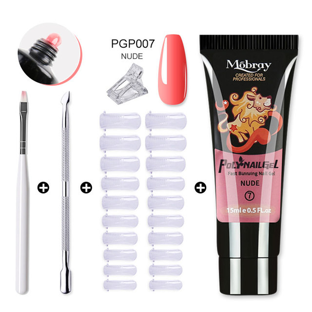 Poly Extension Gel Set 5/2pcs Acrylic Gel Kit Clear Camouflage Color Nail Tip Shape Crystal UV Gel Slice Brush Nail Art Tools