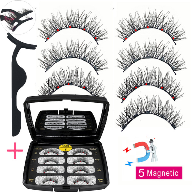 LIKOFO Magnetic Eyelashes with 5 Magnets Natural Handmade 3D/6D False Eyelashes Acrylic Box Long False Eyelashes Cosmetics for Gift