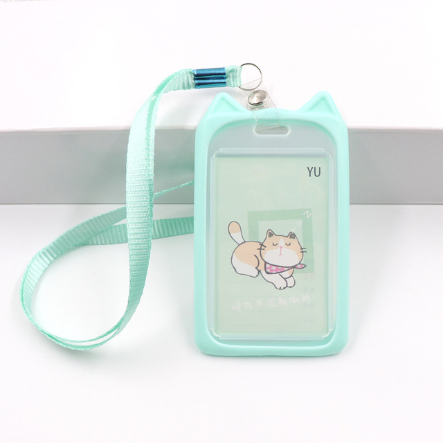 1pc Cute Kitten Rabbit High Quality Credit Card ID Holder Cute Cartoon Silicone Bus Card Case Key Holder Ring Luggage Tag Trinket