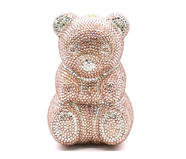 Women's Perforated Bear Handbag,Bear Perforated Crystal Handbag,Cocktail Purse,Shoulder Bag,Gifts