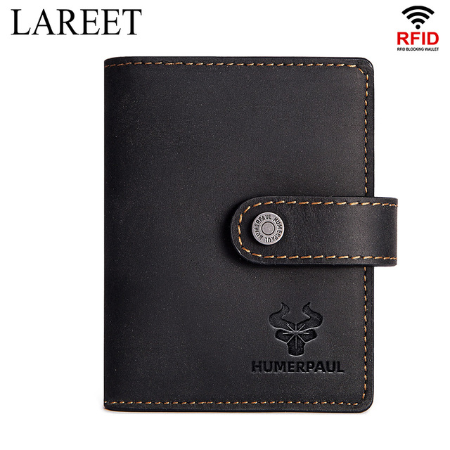 Short RFID Men Thin Bank Wallets Credit Card Holder Slim Male Nut Zipper Hasp Purse Genuine Leather Passport Travel Bags