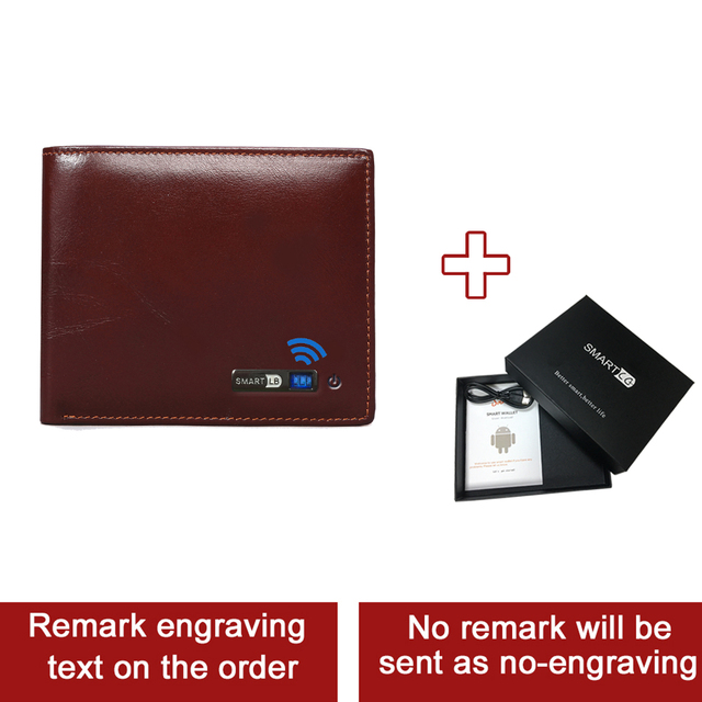 Smart Anti-lost Wallet Compatible Leather Short Credit Card Holders Male Coin Purse Genuine Leather Men Wallets Free Engraving