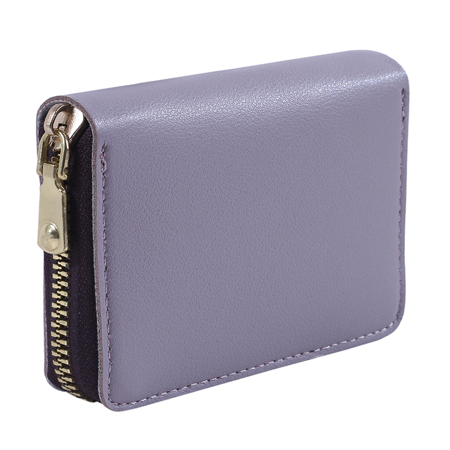 Women PU Zipper Cash ID Card Credit Card Holder Pure Color Business Card Case Name Card Holder Card Holder