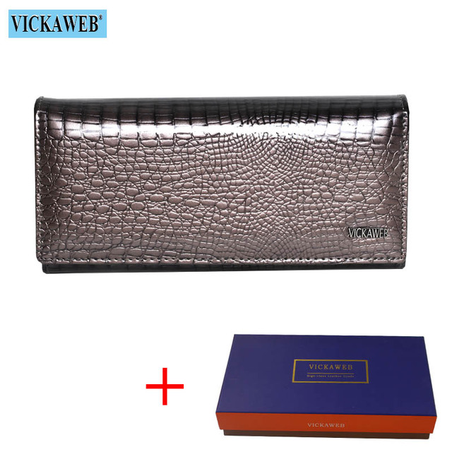 Women's Genuine Leather Magnetic Clip Wallet Fashion Long Wallet Card Holder Free Gift