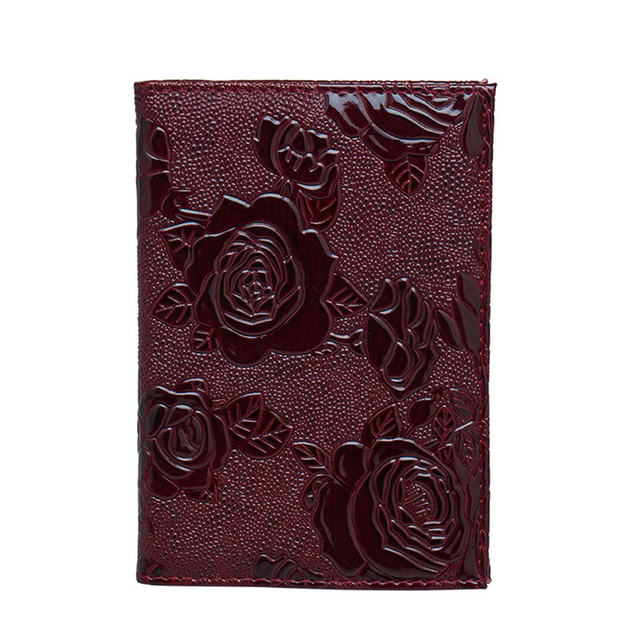 Hot Sale Red 3D Embossed Rose PU Leather Women Passport Holder Embossing Passport Cover Credit Card ID Bag