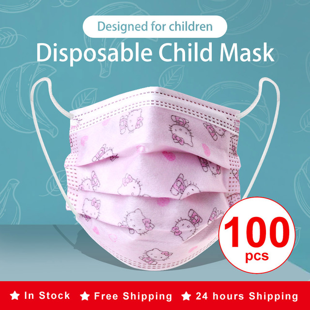 50/100pcs Cartoon Children Face Masks 3 Layer Disposable Mouth Flex Soft Breathable Cute Hygiene Kids Face Mask for Child