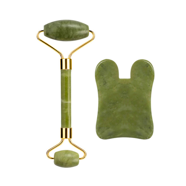 Natural Jade Gouache Stone Scraper Facial Massager Gua Sha Massager for Face Body Massage Set Anti-wrinkle Beauty Relax Tool