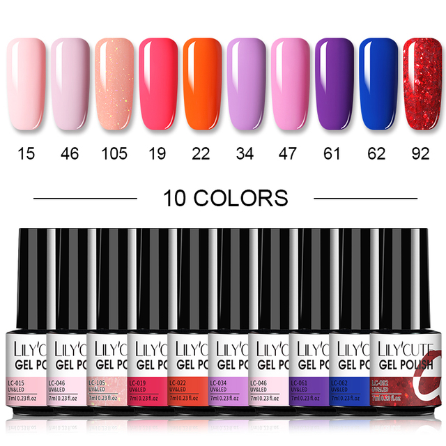 LILYCUTE 10/20/8/2pcs Gel Nail Polish Set Semi Permanent Glitter Hybrid Varnish Base Top Coat Soak Off UV LED Nails Gel