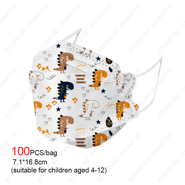 2022 New 10-100pcs Ffp2 Children Kn95 Mask 4-layer Non-woven Fabric Protection Dust-proof Respirator Suitable for 4-12 Years