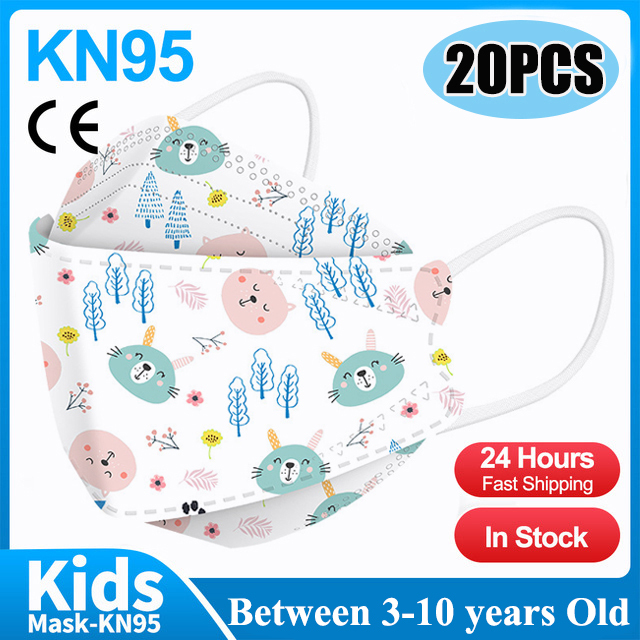 20pcs 3D Cartoon Kn95 Masks Kids N95 Respirator n95mascarillas Enfant Fish 4 Layer Print Dustproof Ffp2 Children Christmas Mask