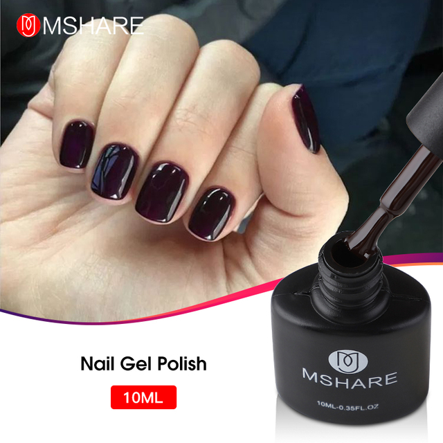 MSHARE Dark Blue Nail Gel Polish Lacquer Base Top Coat Soak Off Uv Led Healing Gel With Dryer Nail 10ml in Plastic Bottle