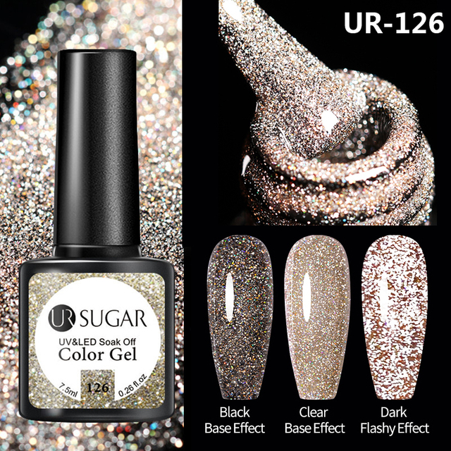 UR SUGAR 7.5ml Glitter Reflective Gel Nail Polish Manicure Nail Art Semi Permanent UV LED Nail Polish Lamp