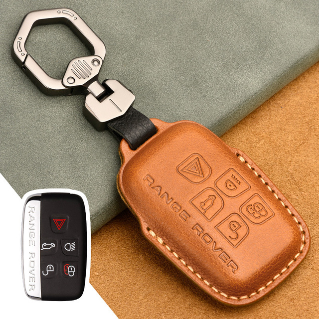 Luxury Genuine Leather Car Key Case For Jaguar Land Rover Evoque Sport Accessories Keychains Bag Holder Keyring Fob Shell