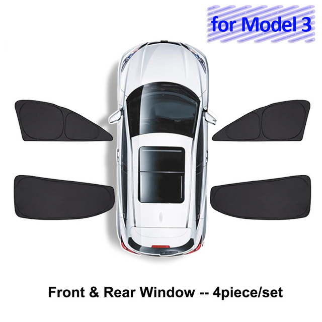 Sunshade For Tesla Model 3 2022 Car Accessories Side Window Sun Shade Privacy Louver Blinds Shade Net Rear Windshield