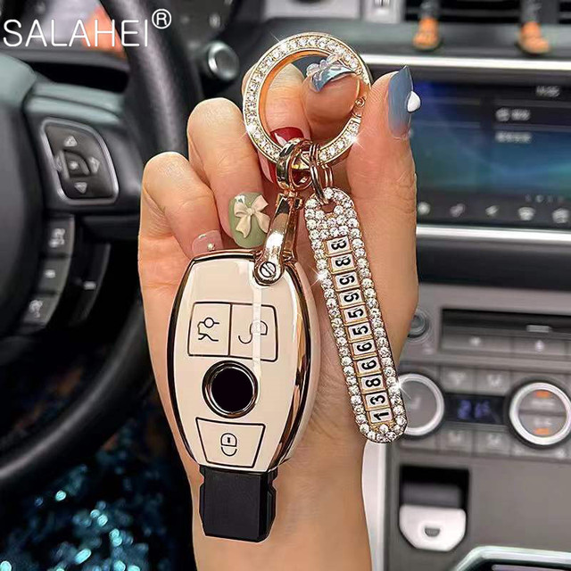 PU Diamond Car Key Case For Benz 2017 E Class W213 2018 S class Benz W245 W204 W205 W210 W212 W221 W222 CLK Accessories