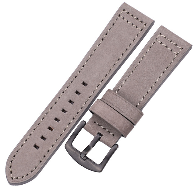 HENGRC Genuine Leather Watches Bracelet Black Blue Gray Brown Cowhide Watch Strap for Women Men 18 20mm 22mm 24mm Wrist Band