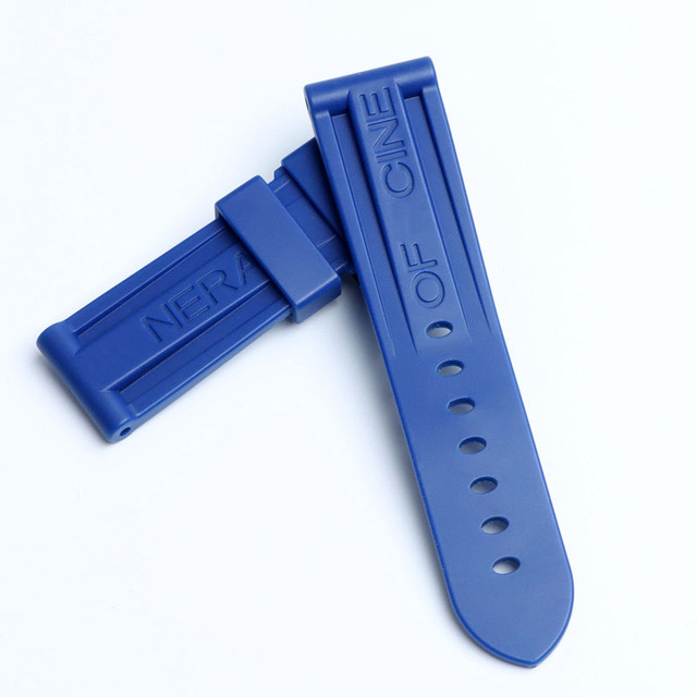 24mm Black Blue Red Orange Gray Purple Watch Band Silicone Rubber Watchband Fit For Panerai Strap Tools Pin Buckle Tools