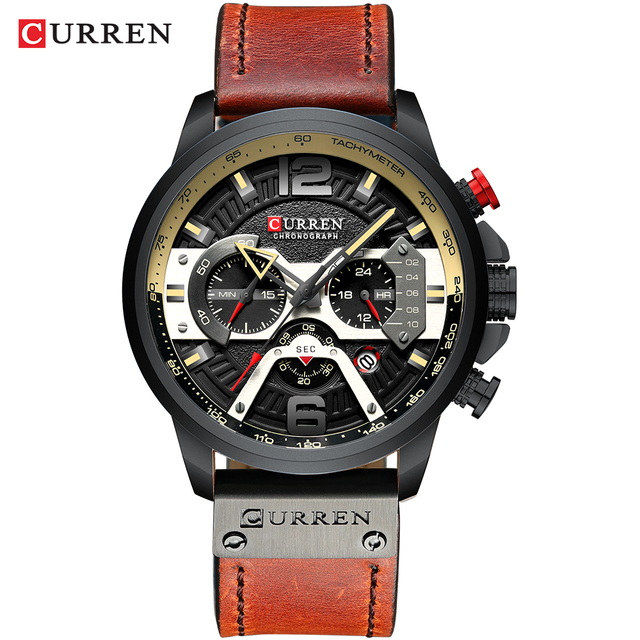 CURREN Casual Sport Watch Blue Watch Men Luxury Military Leather Wrist Watch Man Watch Fashion Chronograph Relogio Masculino