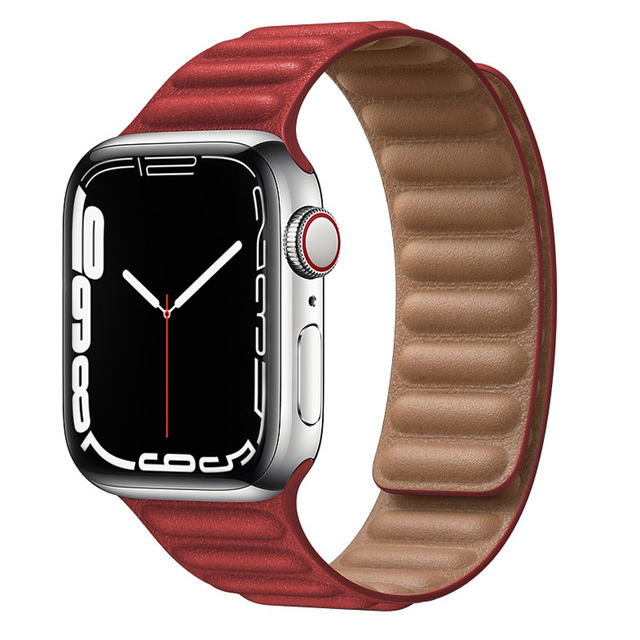 حزام ل سوار ساعة يد آبل رابط جلدية حلقة 44 مللي متر 40 مللي متر iWatch سلسلة 7 6 SE 5 4 3 2 1 watchbands سوار 42 مللي متر 38 مللي متر الأساور