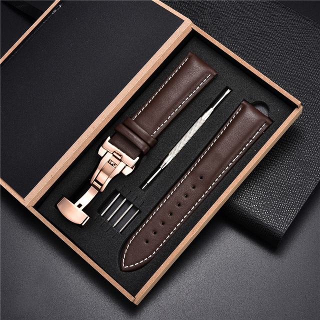 Leather Straps With Box For Samsung Galaxy Watch 4 40mm 44mm/4 Classic 42mm 46mm Active 2 Band Replacement Watchband Bracelets