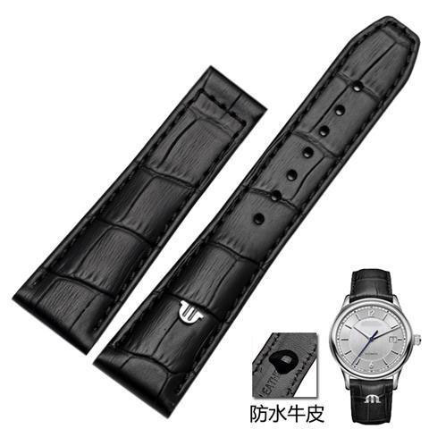 For Morris LACROIX Eliros watchband first layer calf leather 20mm 22mm with folding buckle black brown cow genuine leather strap